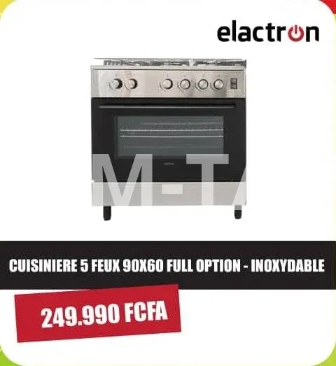 Cuisinière Elactron 5 Feux - 90x60 Full Option Inoxydable