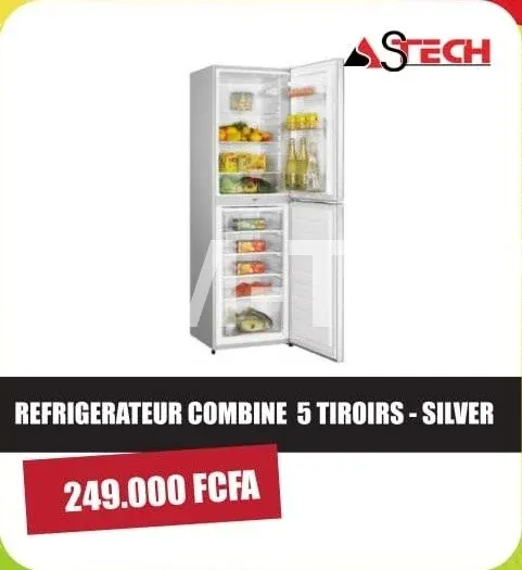 Réfrigérateur Combiné Astech - 5 Tiroirs - Silver
