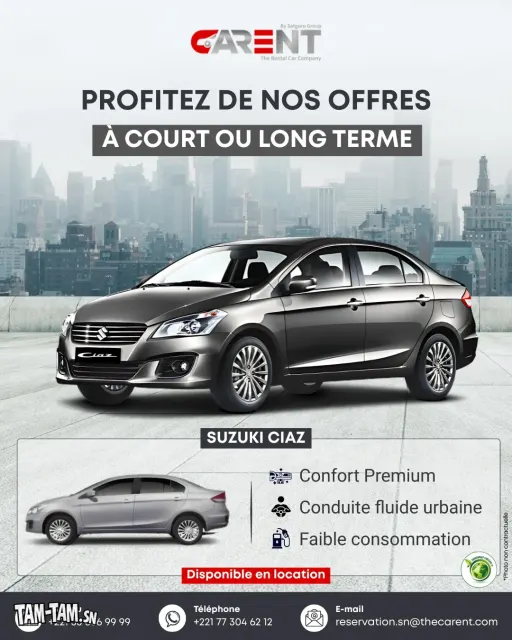 Location Suzuki Ciaz - Transfert aéroportuaire