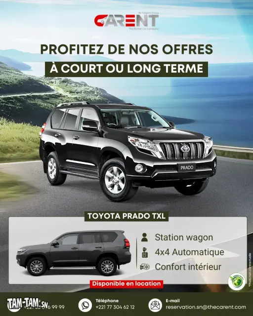 Location Toyota Prado TXL (4x4 Automatique)