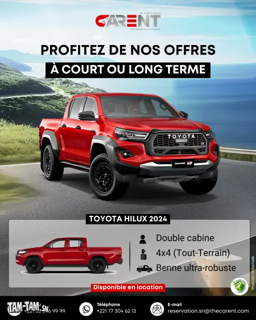 Location Toyota Hilux 2024 (4x4 Double Cabine)