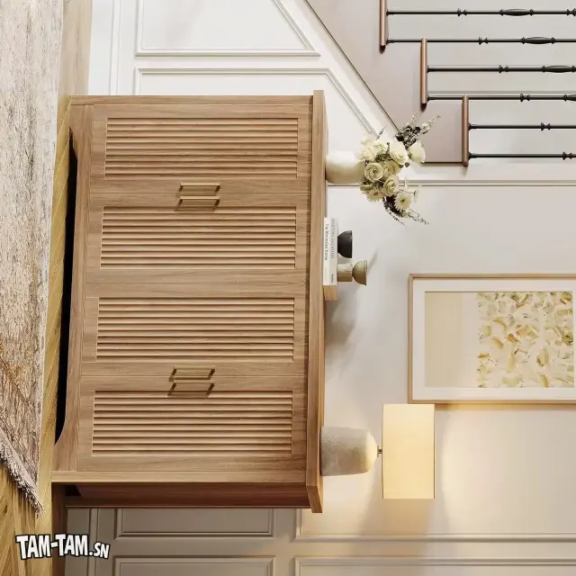 Buffet canalé moderne cêne naturel 4 portes