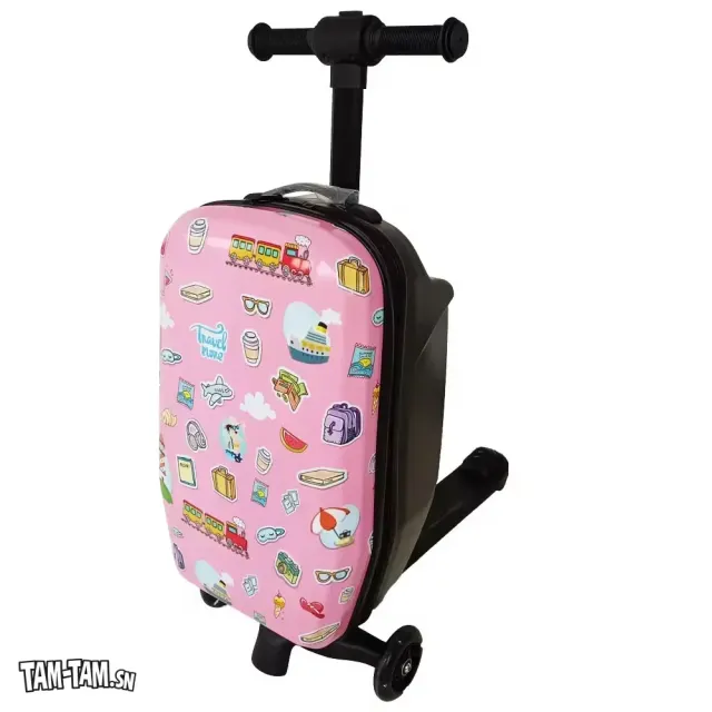 Valise trottinette rose pour enfants