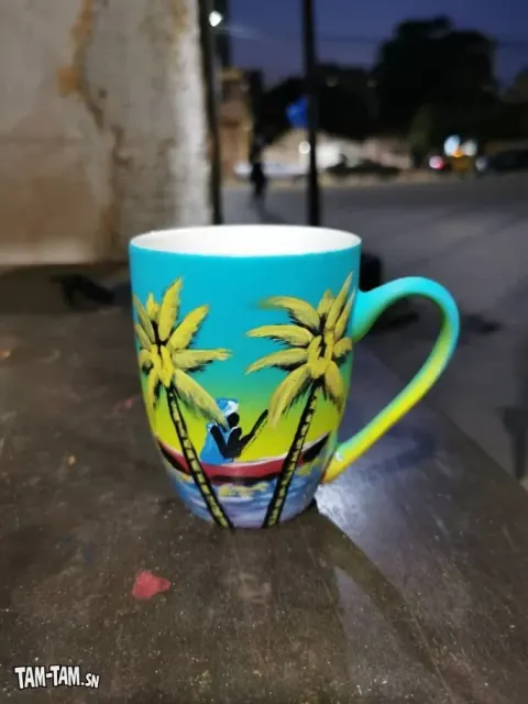 Mug Peint à la Main : Pirogue & Palmiers