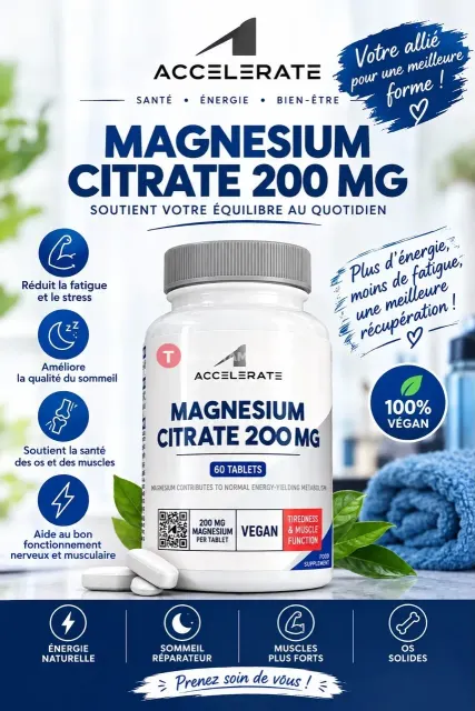 Accelerate Magnésium Citrate 200 mg