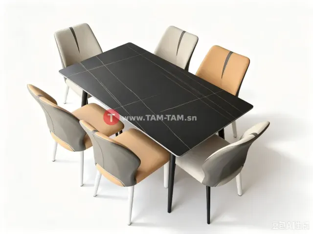 Table à manger 6 Chaise semi cuir