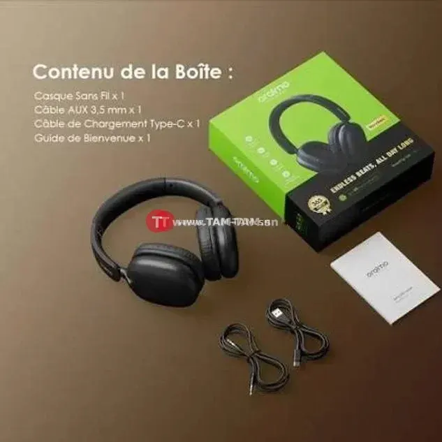 ORAIMO casque Bluetooth Over-Ear noir batterie longue durée