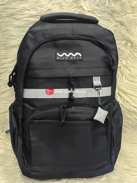 Sac à dos noir robuste multi-poches bandes réfléchissantes