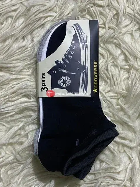 Converse Lot 3 Chaussettes Basses Noires Taille Unique