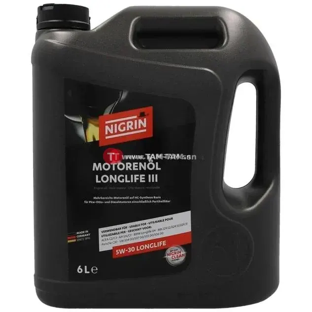 Nigrin Longlife III 5W-30 Huile Moteur 6L