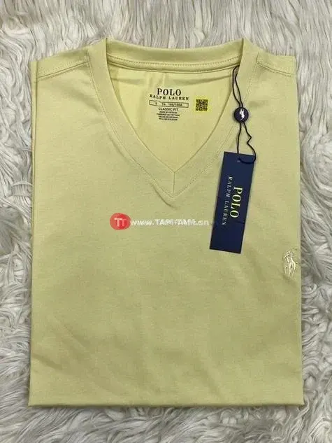 Polo Ralph Lauren Pull col V Jaune clair