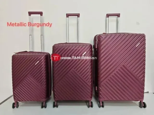 Ensemble 3 valises bordeaux métallisé design