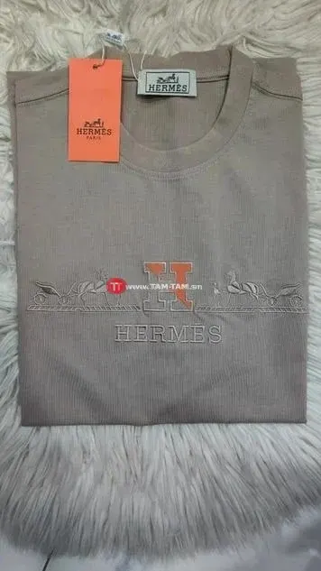 Hermès t-shirt beige logo brodé luxe neuf