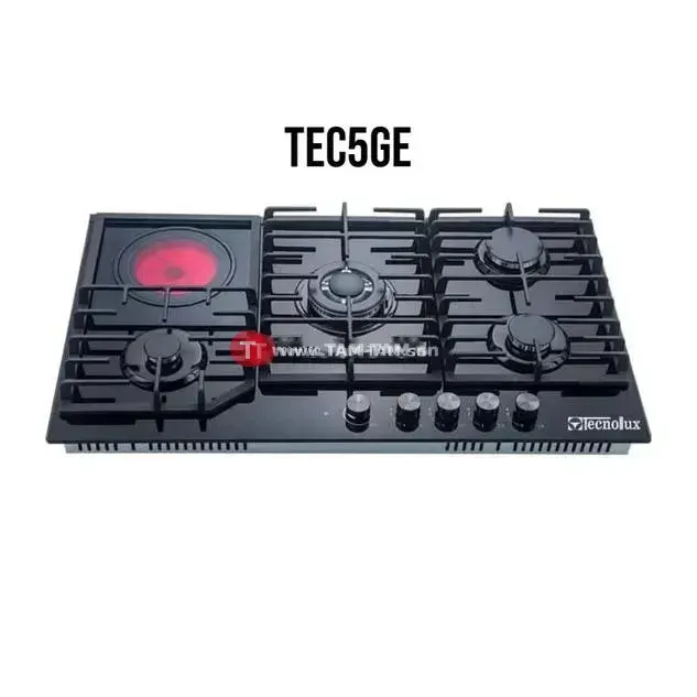 TecnoLux TEC5GE plaque cuisson mixte 5 foyers noir
