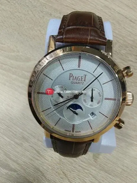 Piaget Montre Quartz Cuir Noir et Marron Chronographe