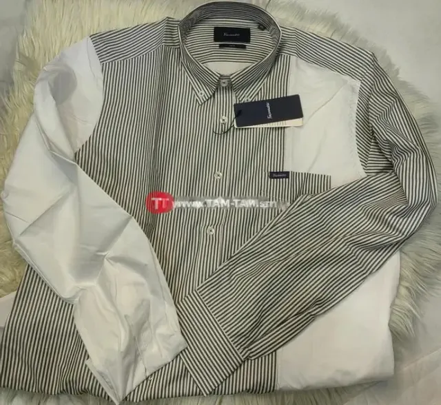Façonnable chemise rayée noire/blanche