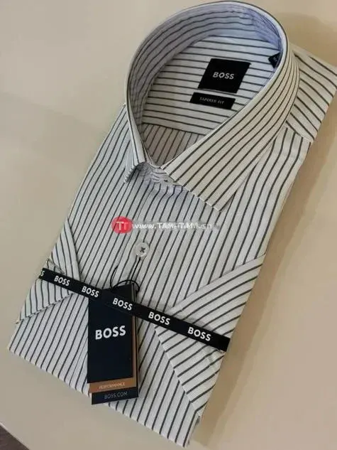 Boss chemise rayée fines rayures blanc