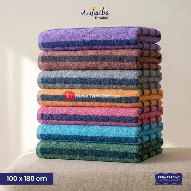 serviettes de bain 100x180 cm coton rose