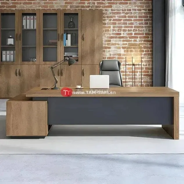 Bureau bois moderne passe-câbles