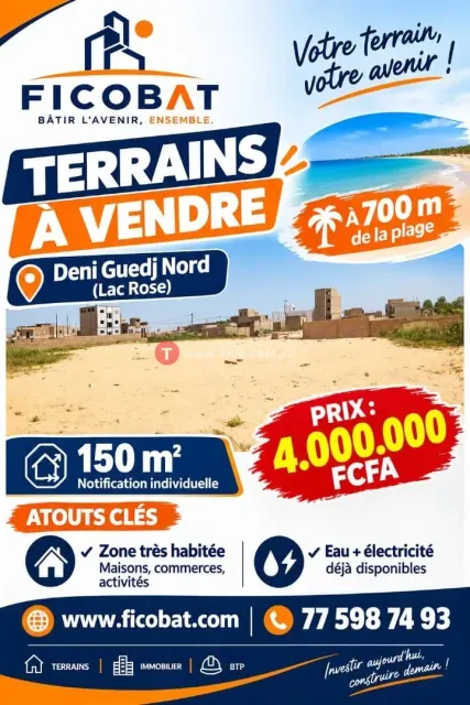 TERRAINS À VENDRE – DENI GUEDJ NORD / LAC ROSE