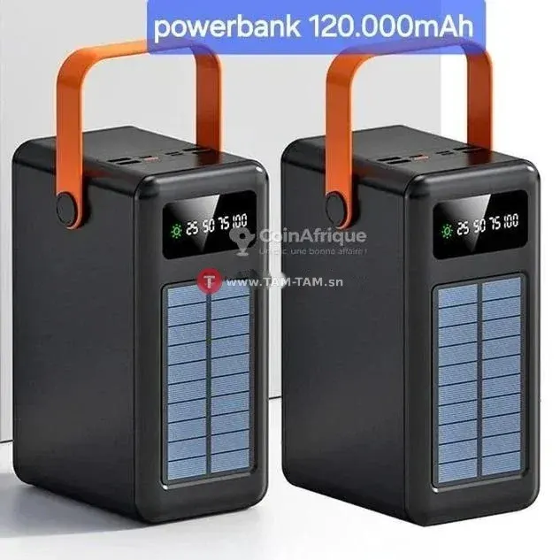 Powerbank 100000Ah solaire écran LED poignée