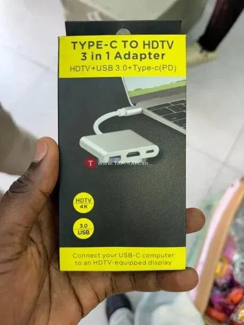 Adaptateur USB-C 3 en 1 4K gris argenté compact