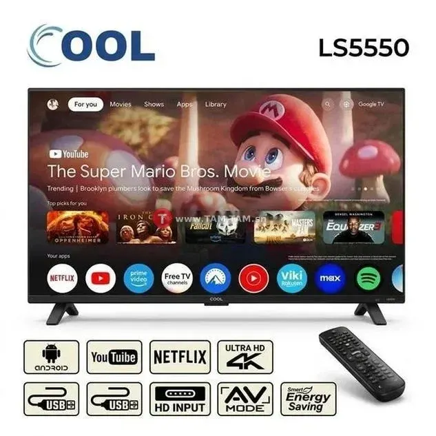 Cool Téléviseur 55 Pouces Smart Sans Bordure - UHD 4K -