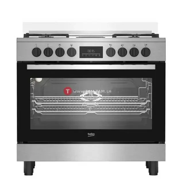 CUISINIERE BEKO 6FEUX 90X60 A GAZ + 2 PLAQUES CUISSON INOX