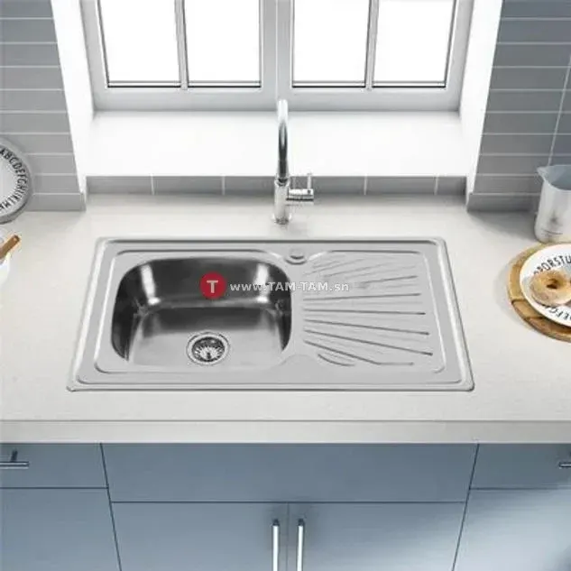 Evier de cuisine 1 bac lourd inox avec robinet