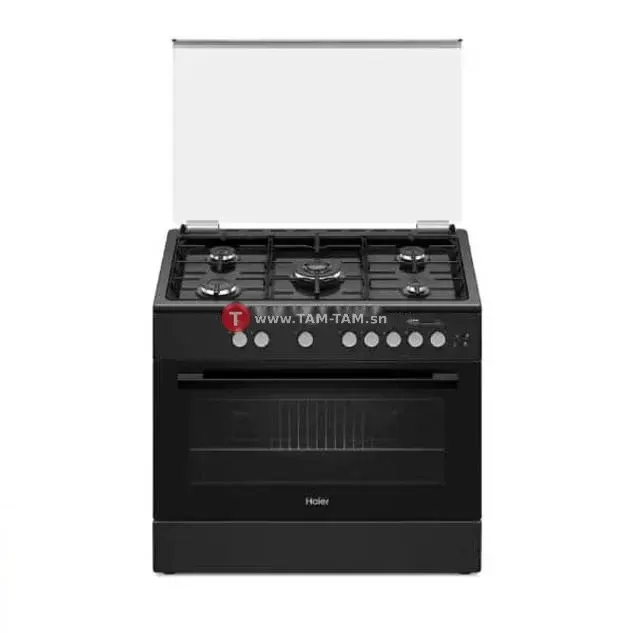 CUISINIERE HAIER 5FEUX 90X60 AVEC VERRE NOIR HCR6050EGB