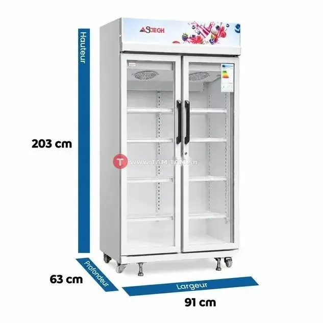 REFRIGERATEUR ASTECH 2PORTES VITRINE 590LITRES