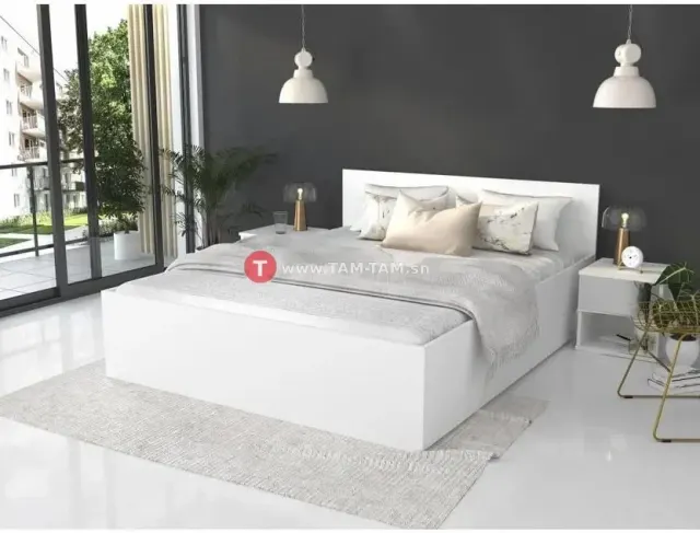 LIT 180X190 CM BLANC LITB002 + CHEVET