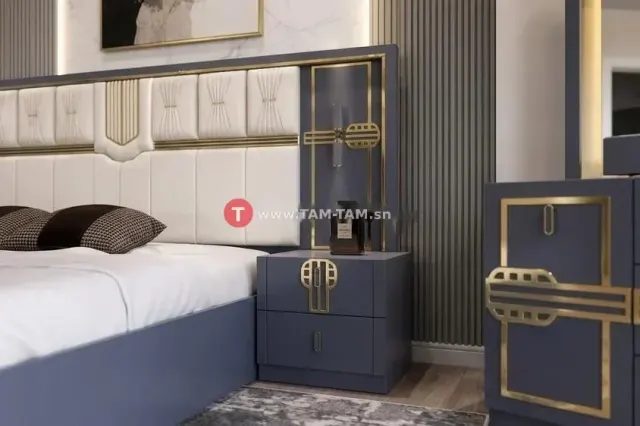 CHAMBRE A COUCHER 6BATTANTS 5PIECES GRIS