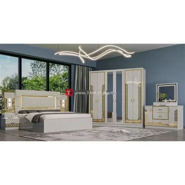 CHAMBRE A COUCHER ARMOIRE 6BATTANTS 5PIECES