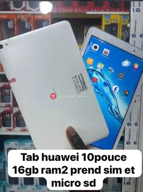 Tab huawei 10pouce 16gb prend sim et micro sd