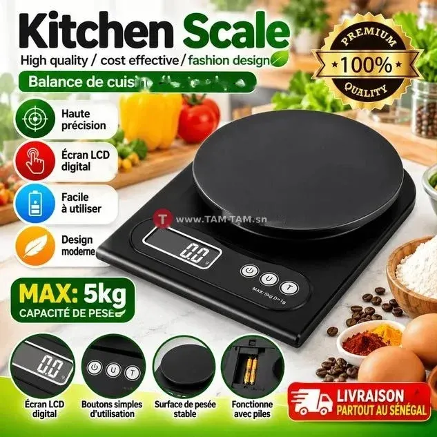 Balance de Cuisine 5 kg avec Écran LCD Digital