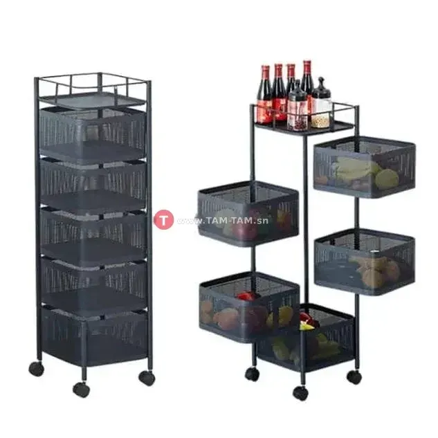 Chariot de cuisine rotatif 5 niveaux