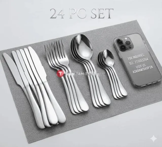Couverts 24 Pièces en Acier Inoxydable