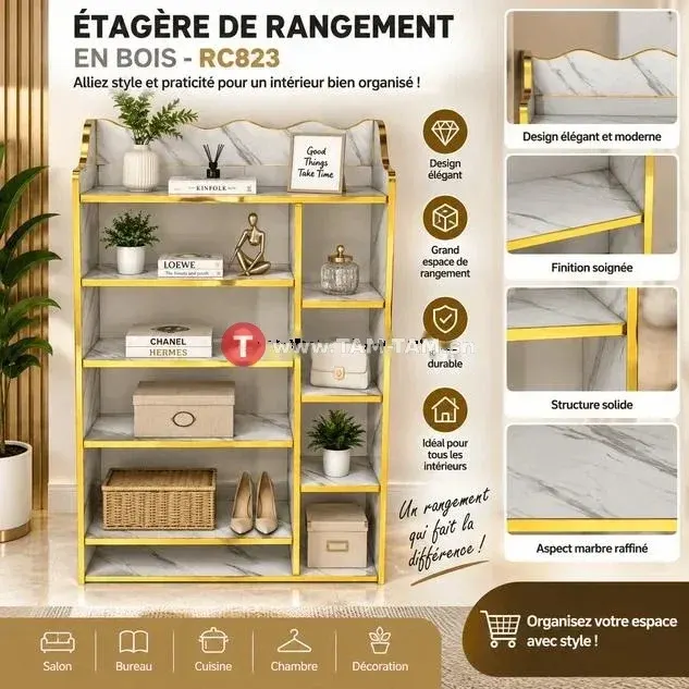 Étagère de Rangement – Design et Doré