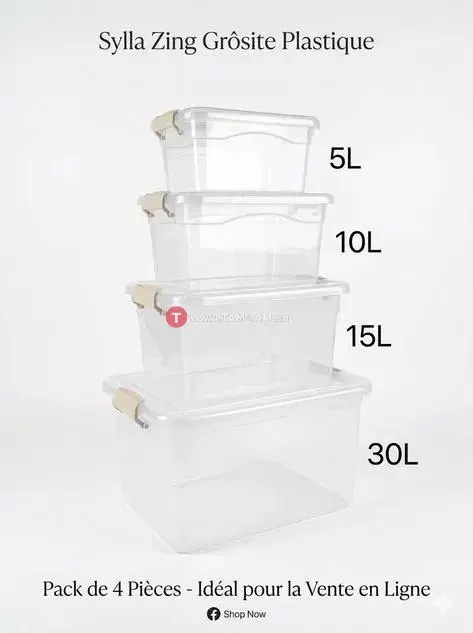 4 Boîtes de Rangement Transparentes