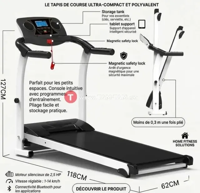 Tapis de Course Pliable Fitness Maison