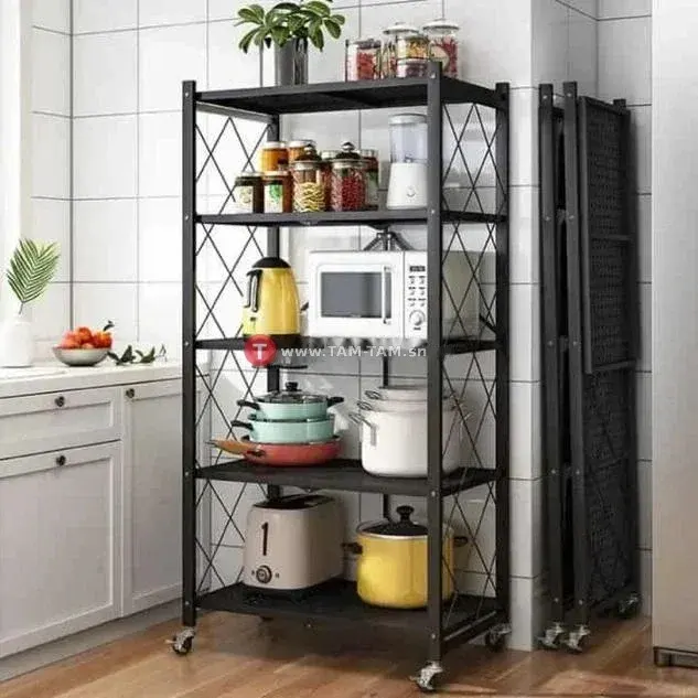 Étagère pliable 5 niveaux avec roulettes