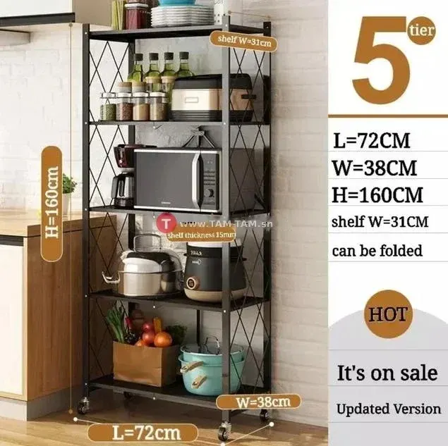 ETAGERE Rangement en Metal Pliable 5 Niveaux