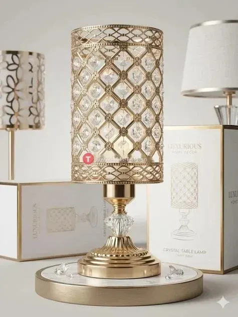 Lampe de Chevet en Cristal Doré