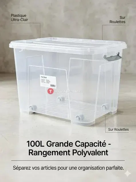 Boîte de Rangement à Roulettes – 100L