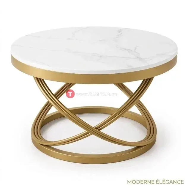 Table Basse Ronde Dorée – Élégante et Moderne