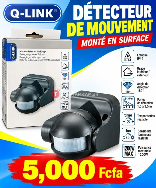 Detecteur de Mouvement Extérieur avec Réglage Vert