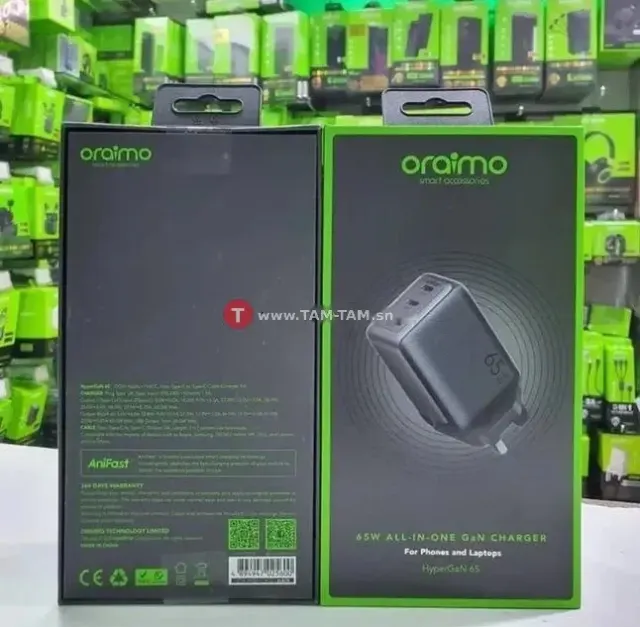 Chargeur mural rapide 65W - Oraimo HyperGaN 65
