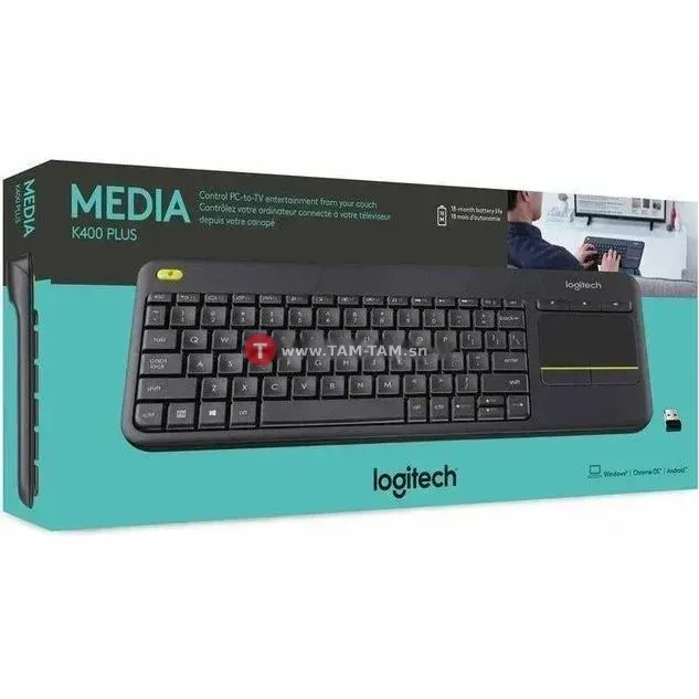 Logitech Clavier sans fil, Contrôle Média et Pavé Tactile
