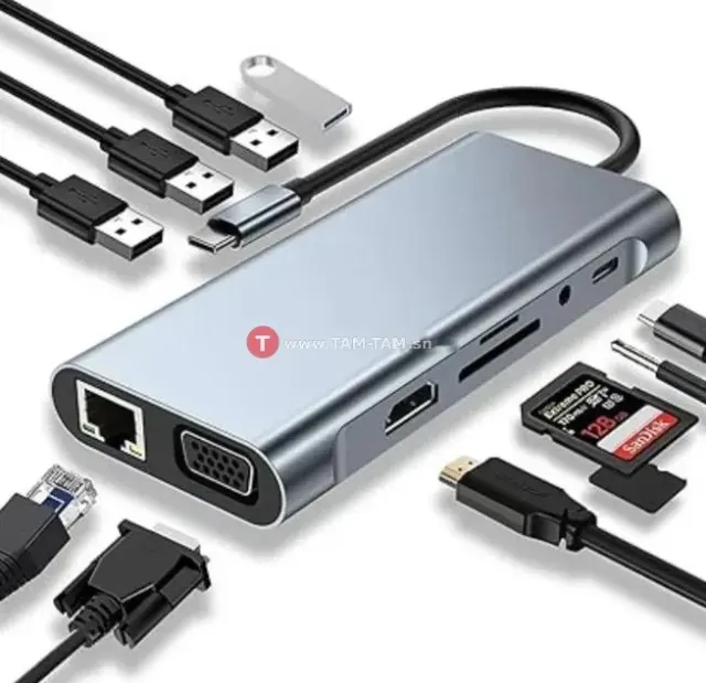 Hub USB-C, adaptateur 11-en-1 USB-C to HDTV